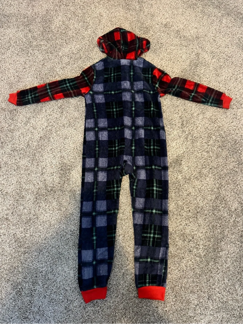 Plaid Hooded Kids Onesie size 8